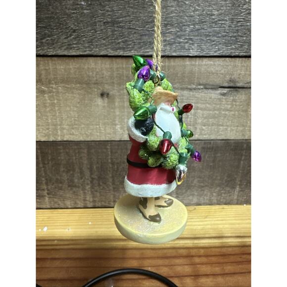 Cowboy Santa with cactus wreath Christmas Ornament - Picture 2 of 3